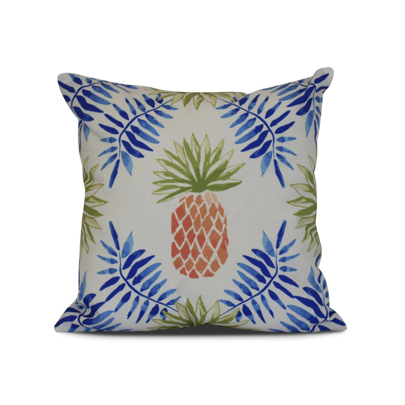 Tropical Resort Pineapple and Spike Square Pillow Cover & Insert, 20" x 20", Blue