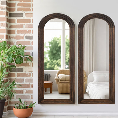 Ensemble de 2 miroirs muraux en bois massif Farmhouse Arch