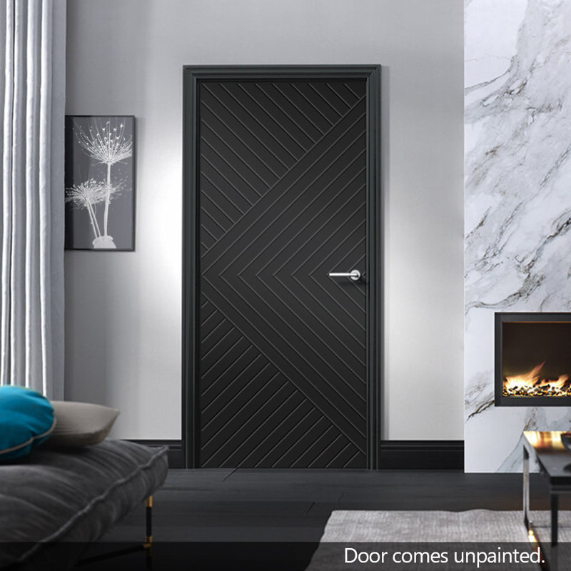 Porte standard lambrissée en bois manufacturé et bois creux peint, Sans finition, H 96 po x l 42 po