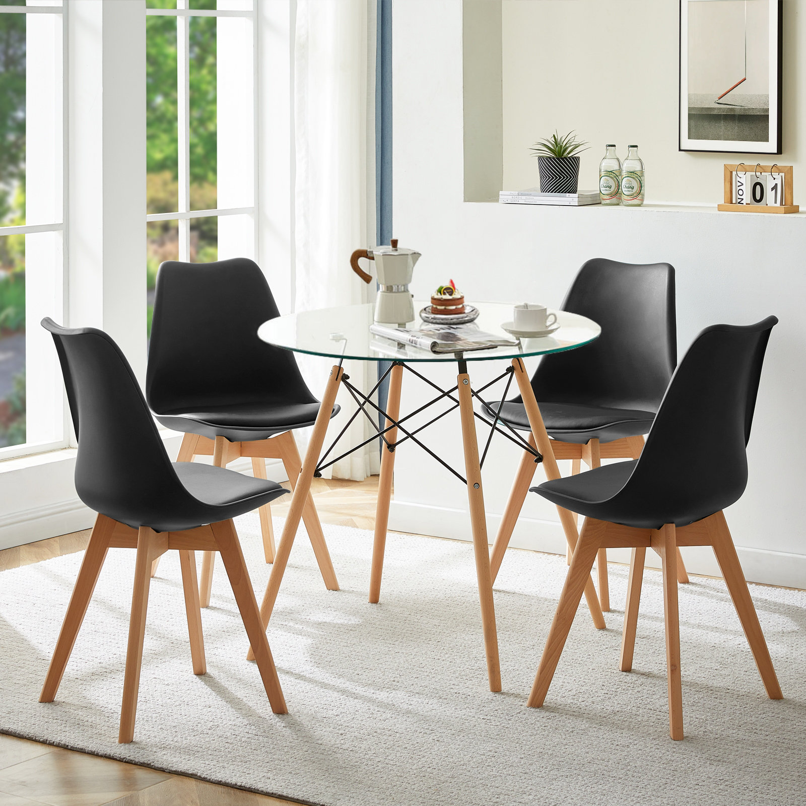 George Oliver Kabria 5 - Piece Glass Top Dining Set | Wayfair