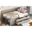 Lit de jour simple gris avec options de rangement pratiques - organisez votre chambre. Construire. L 77,8 po x l 42,4 po x H 34,3 po. Assemblage requis. Aucun sommier tapissier nécessaire. Tiroirs et tablettes élégants. Optimisation de l'espace.-580638731-580638725