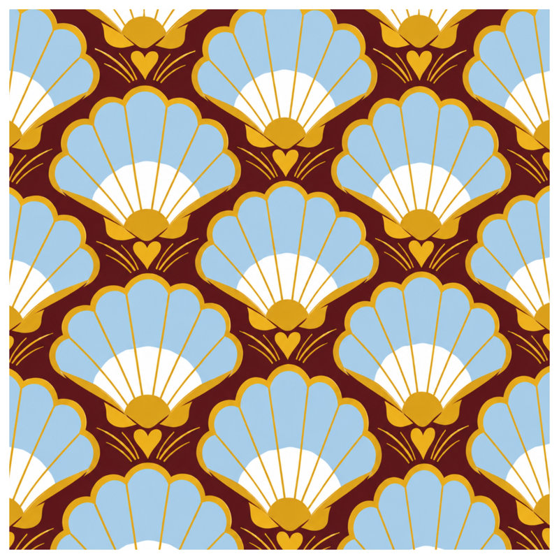 Toile tendue à motif de coquillages festonnés en plusieurs tailles, 32 po x 32 po