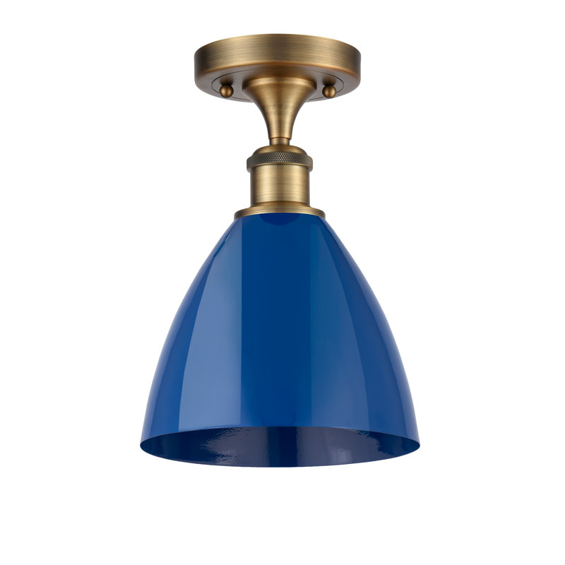 Semi Flush Mount, Blue, Brushed Brass