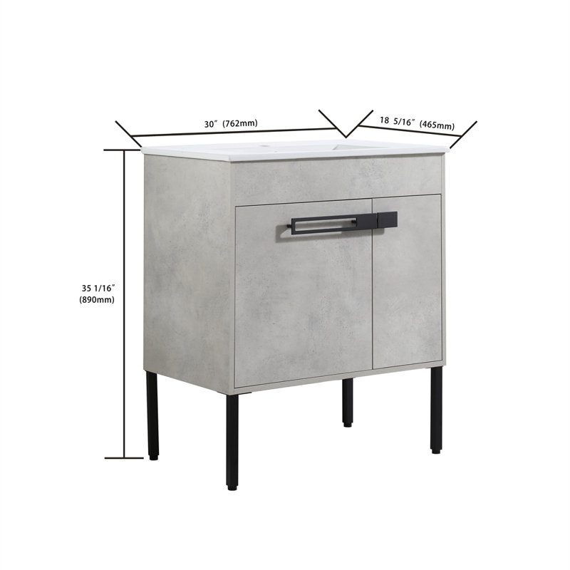 35.43 " Single Bathroom Vanity Base, Gray