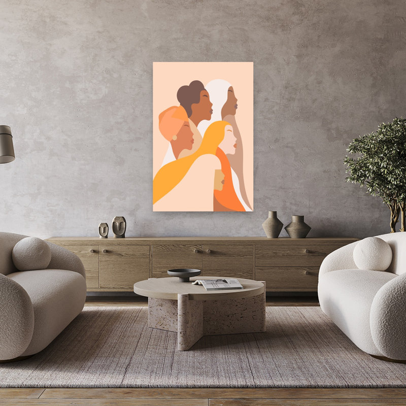 «Diverse Women Profile», impression d'art moderne minimaliste serein, H 48 po x l 32 po