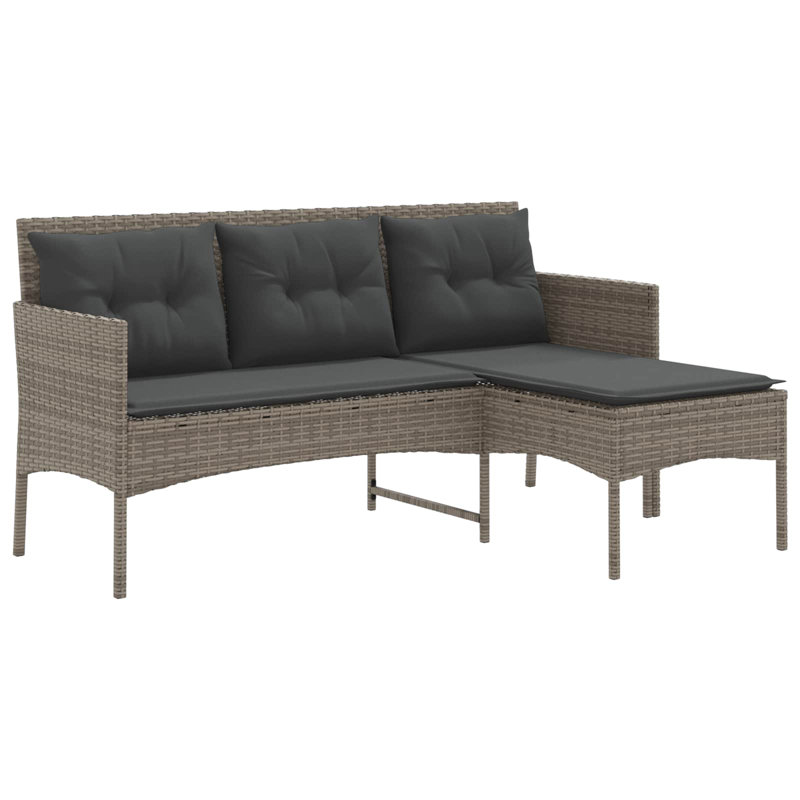 vidaXL Garden Sofa Set with Cushion 2 pcs Poly Rattan, Gray, Dark Gray