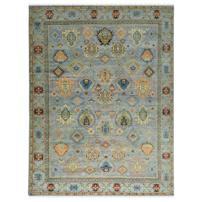 Wool Geometric Area Rug in Gray
