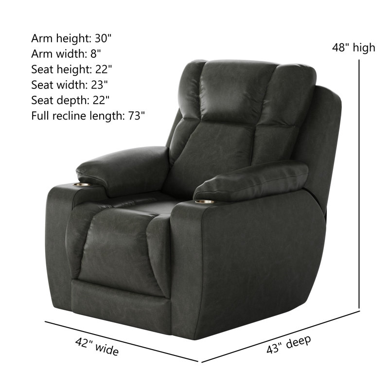 Fauteuil inclinable électrique près du mur avec repose-tête de style Défi, Gris