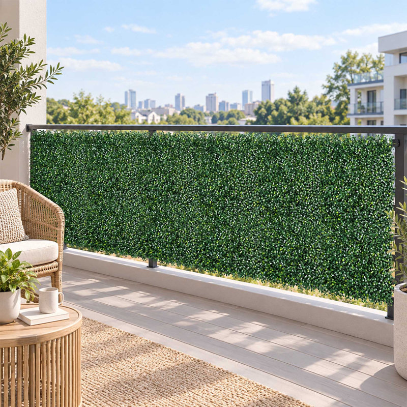 Artificial Boxwood Grass Wall Roll, Faux Green Hedge Panel for Privacy Fence