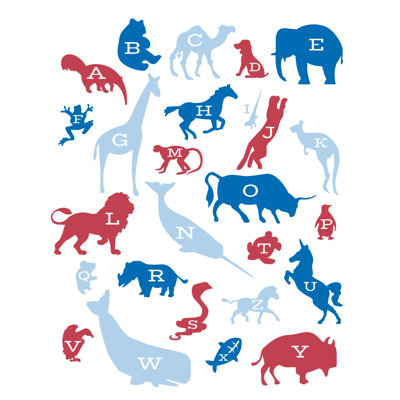 Décalcomanie murale alphabet animaux