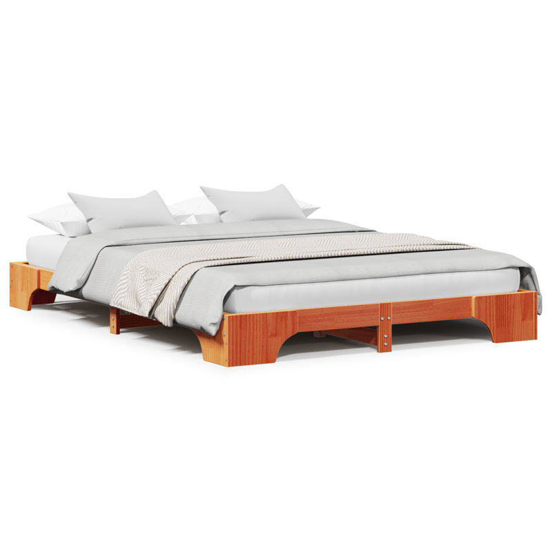 Bed Frame Solid Pine Wood, European Kingsize (160 x 200 cm), Wax Brown