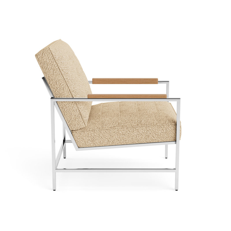 Major Arm Chair, Natural, Berber - Dune, Polished Stainless Steel