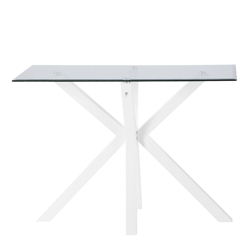 Lola 100cm Glass Top Console Table, White