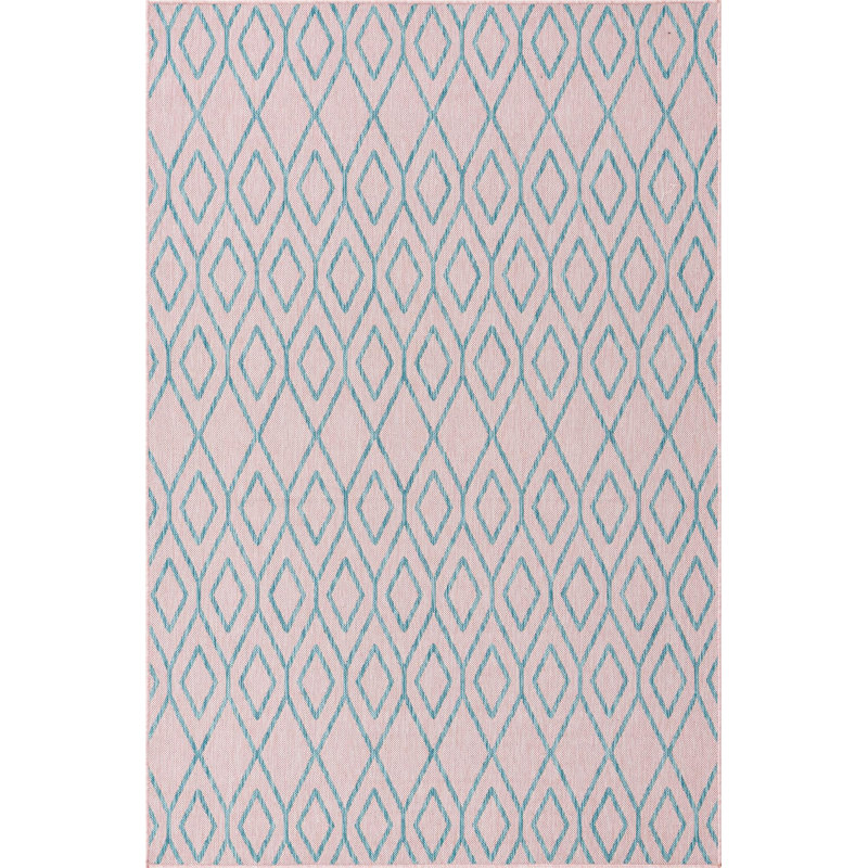 Outdoor Destiny Area Rug Pink Color, Rectangle 9' x 12'