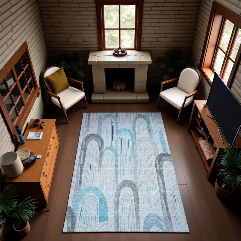 Premium Machine Washable Harjo AMF1588 Geometric Rug, Rectangle 2'6" x 3'10"