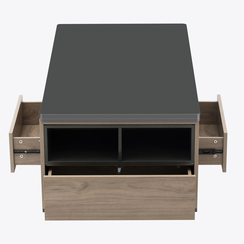 Lift top coffee table,Cocktail table,Living room table with  with Storage, Black, Walnut