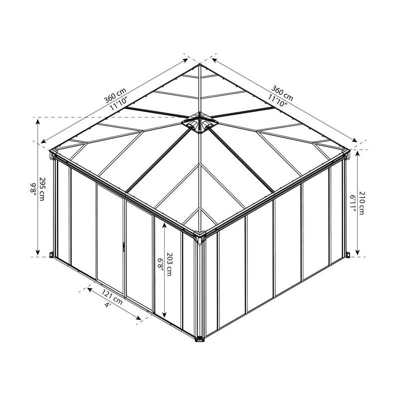Ledro 3.6 m x 3.6 m D Enclosed Gazebo