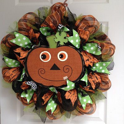 Couronne d'Halloween avec citrouille loufoque