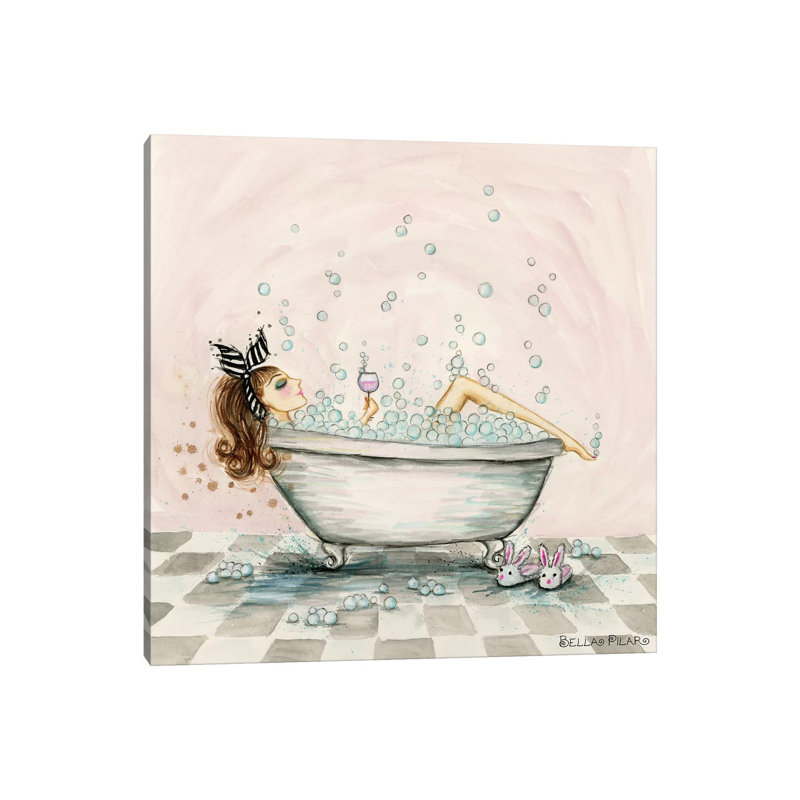 Pamper Yourself Bubble Bath by Bella Pilar - Painting on Canvas, Wrapped Canvas, 93.98 cm H x 93.98 cm W x 1.91 cm D