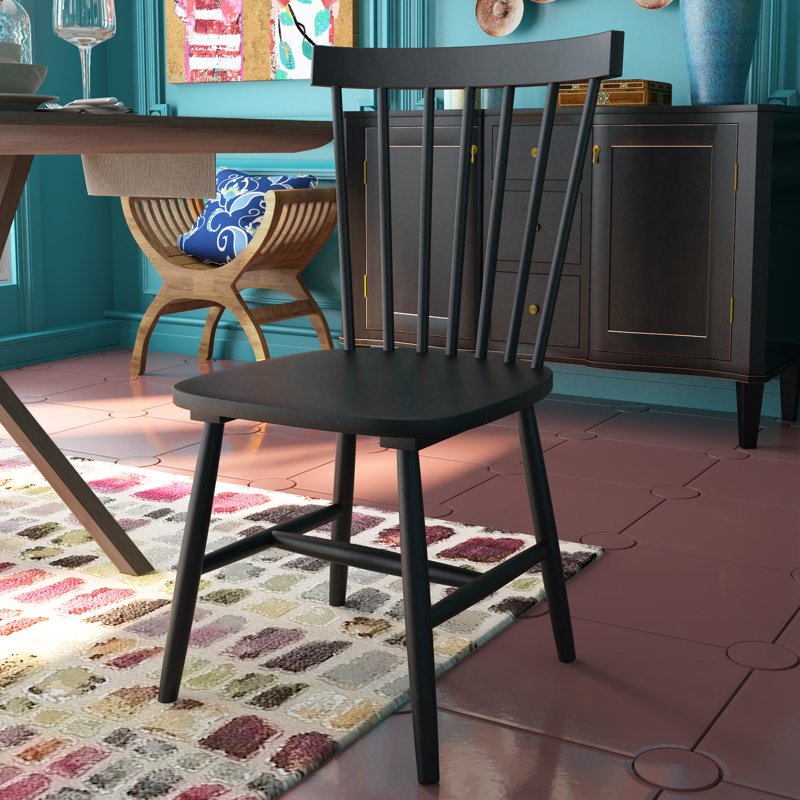Willis 44.6cm H Solid Wood Slat Back Side Chair, Black