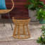 Table d'appoint charmante en osier et en métal avec plateau en verre trempé Boho
