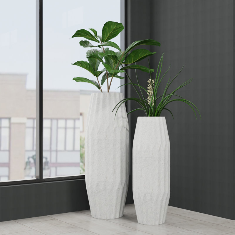 Chima - Ceramic Vase - Small -, White, 36.5" H x 13" W x 13" D