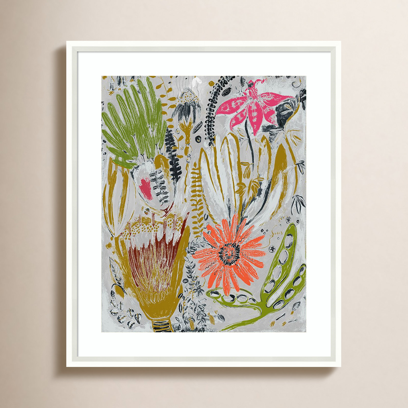 Tropical Blooms by Maya Woods, White, 21" W x 25" H