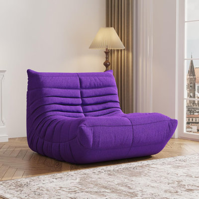 38" W Bean Bag Chair Sofa No-assembly Teddy Fabric Sofa Perfect For Bedroom, Study, Or Living Room