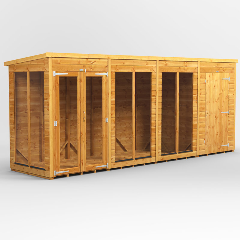 Powersheds 16 x 4ft Timber Tongue & Groove Pent Summerhouse Combi (includes 4ft Side Store)