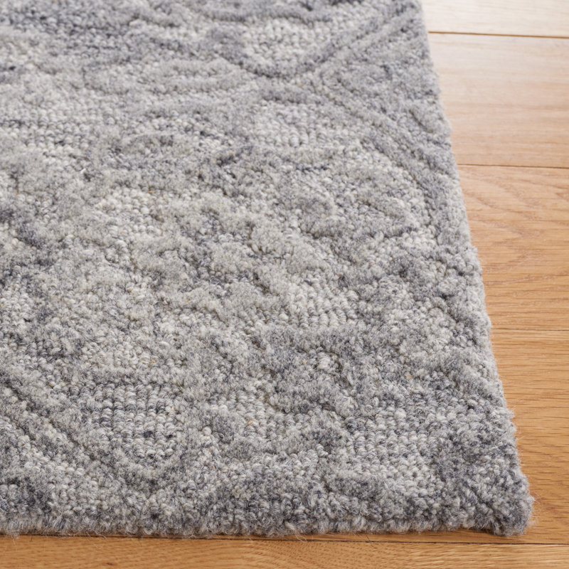 Marnell Geometric Hand Tufted Area Rug in Grey, Rectangle 5' x 8'