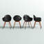 Ensemble de chaises noires avec coussins Karg
