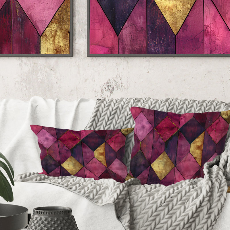 Coussin Magenta Diamond Glam I - Transitional, H 16 po x l 16 po