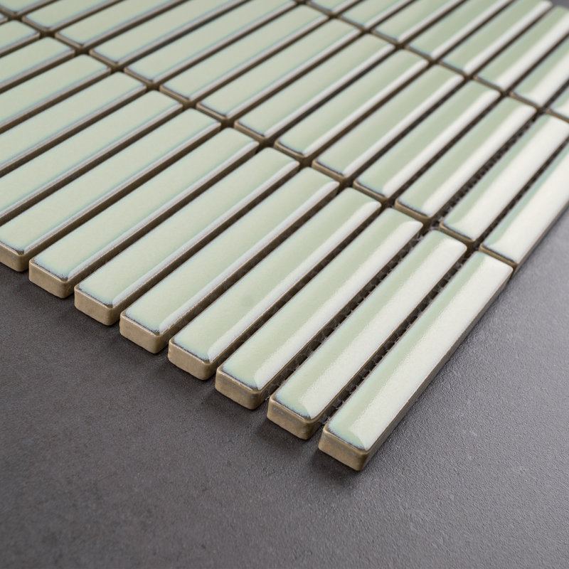 Carreau de mosaïque de porcelaine empilée 11,2 po x 11,91 po Porcetile, Jade réactif