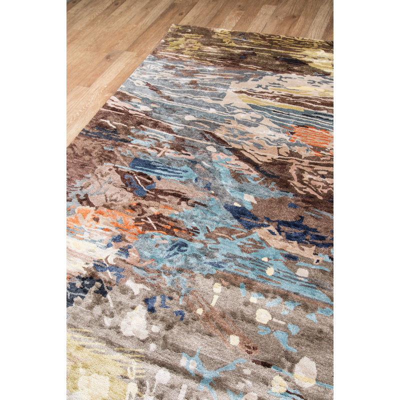 Tapis multicolore touffeté à la main Vallone, Rectangle 3 pi 6 po x 5 pi 6 po