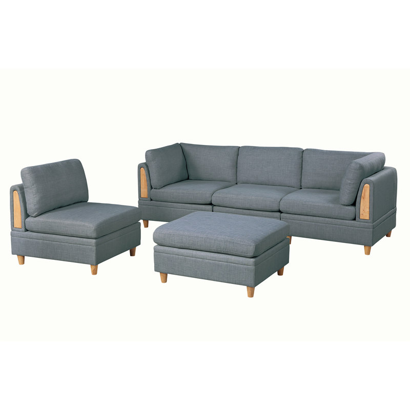 Canapé modulaire rembourré en tissu avec repose-pieds