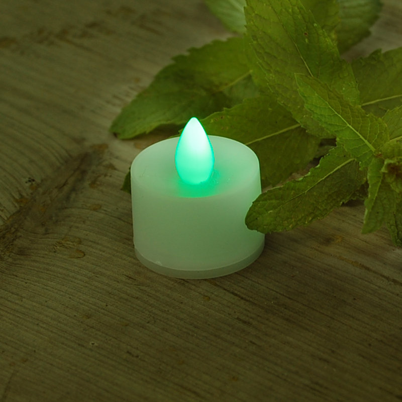 Bougies chauffe-plat à piles - 12 pièces, Vert
