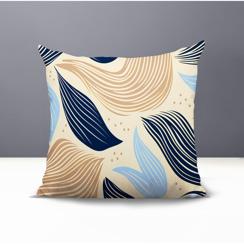 Oreiller carré réversible intérieur / extérieur Consuelo, Bleu, Carré 17 po