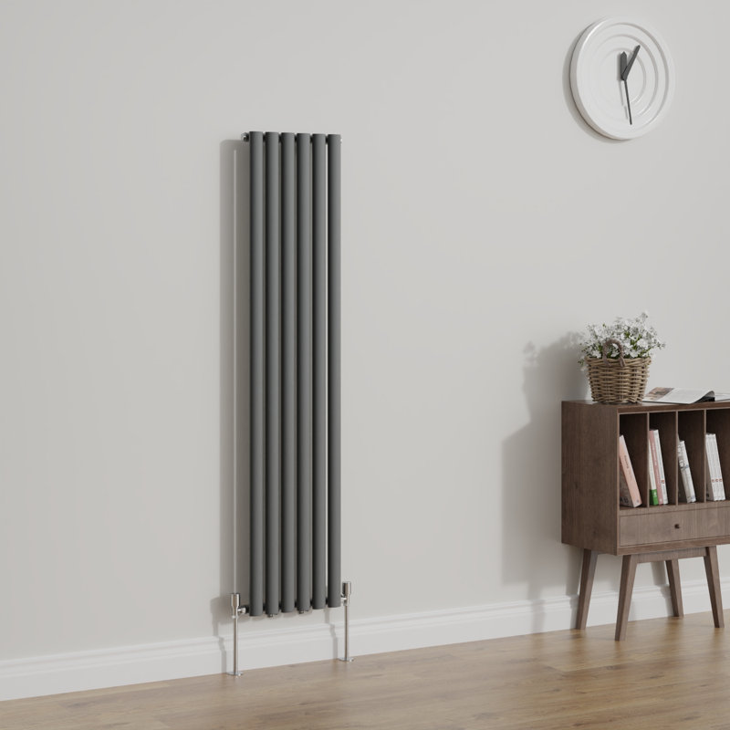 Shoshana Vertical Oval Panel Radiator, 160cm H x 35.4cm W, Anthracite, 1