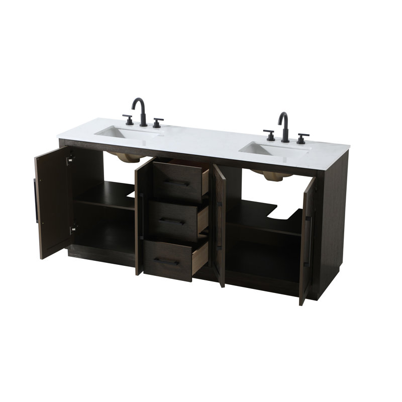 Meuble-lavabo double 72 po, Chêne chocolat, 72"
