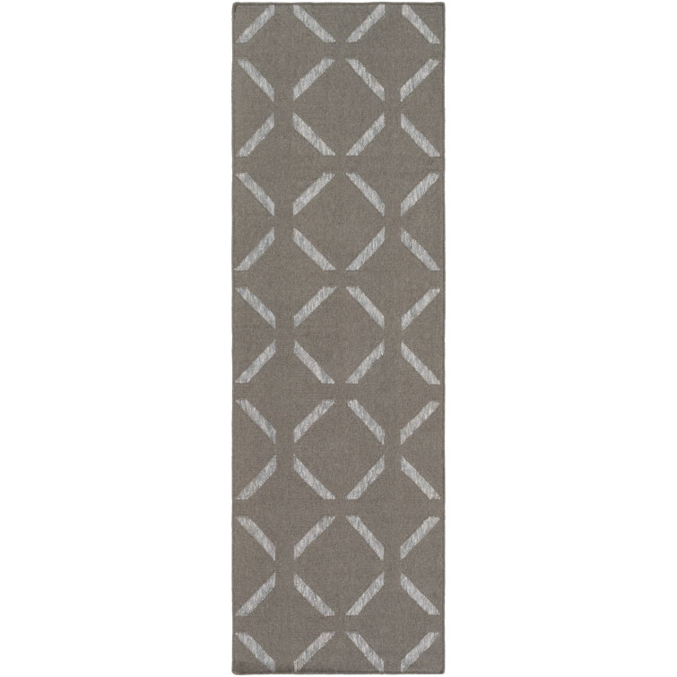 Tapis en laine tissé à plat, coton kaki/brun Varnado