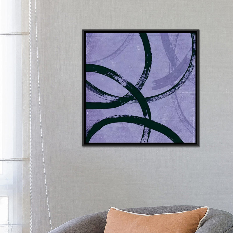 « loopy i », impression sur toile, H 18 po x l 18 po x P 1,5 po, Toile avec cadre noir, Blanc