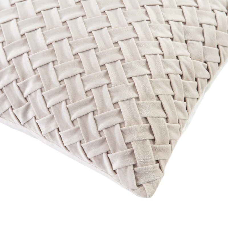 Off-White Lattice Textured Velvet Euro Throw Pillow Cover