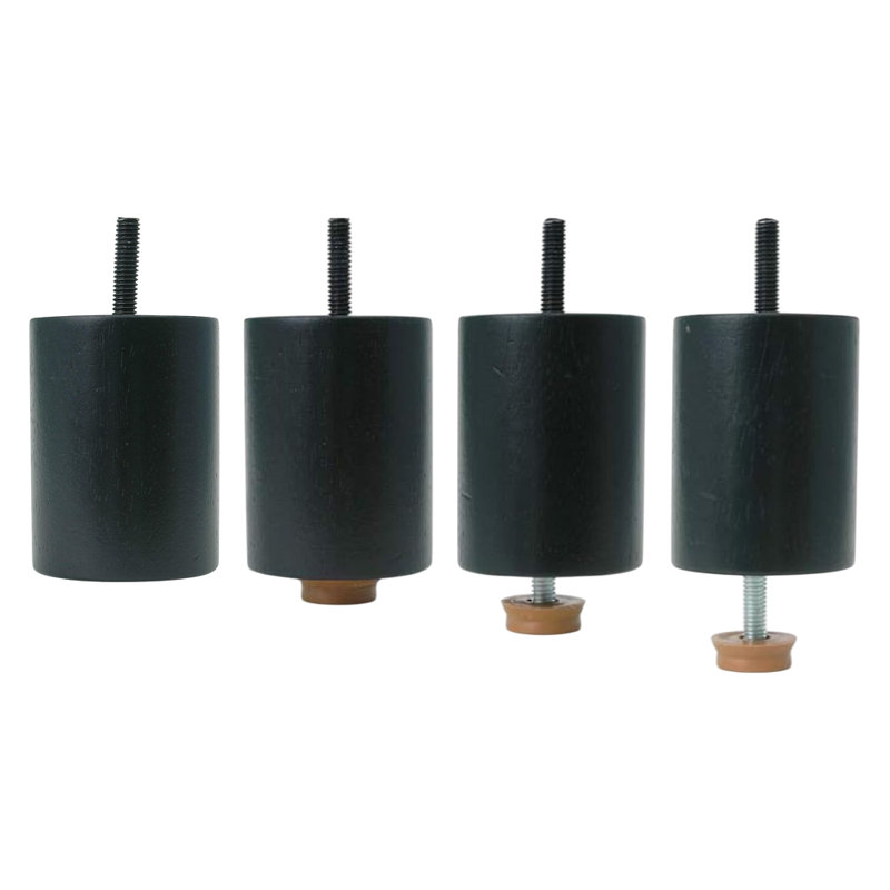Leg Daddy 3" - 4" Adjustable Black Cylindrical Sofa Leg, Set Of 4