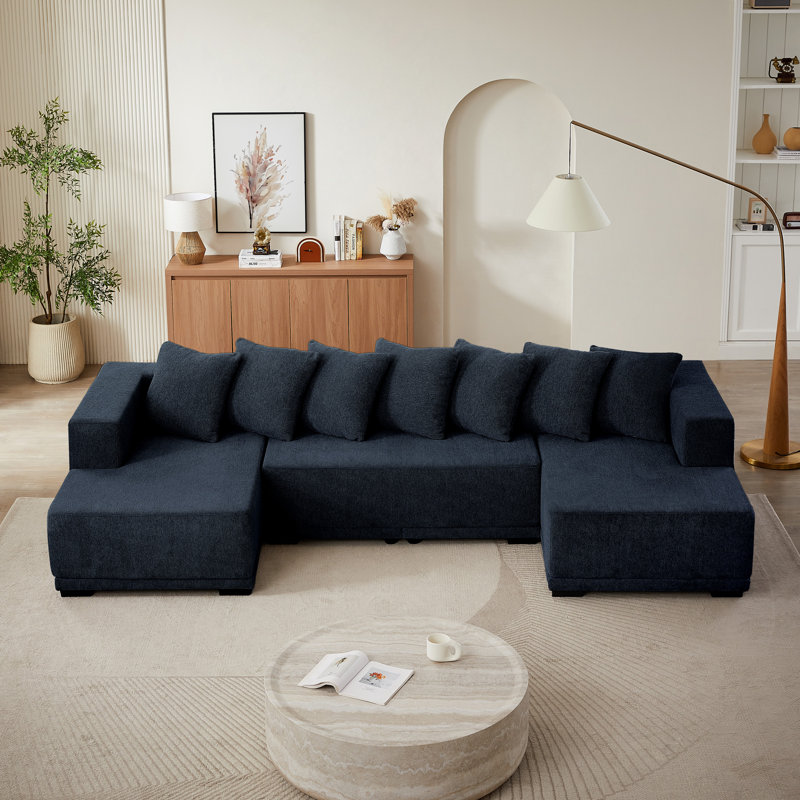 Chenille U-shaped Sectional Sofa Set With Minimalist Modular Design, Luxury Chenille Fabric, Perfect Cloud Couch For Living Room