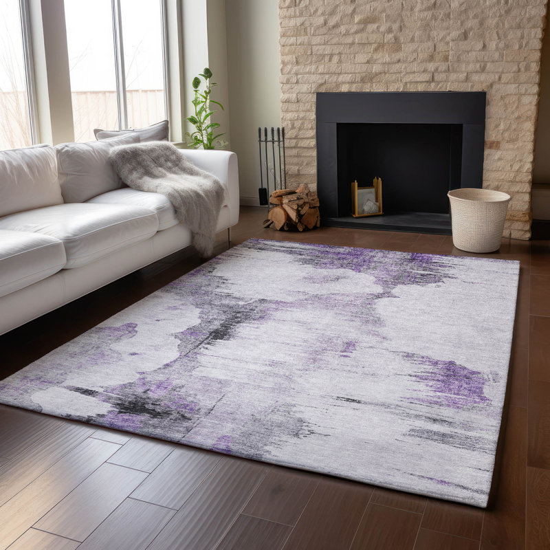 Premium Machine Washable Prisco Purple Rug, Rectangle 5' x 7'6"