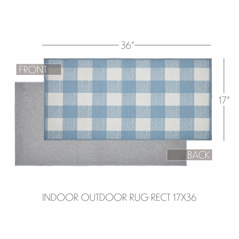  Annie Buffalo Check Gingham Machine Woven Flatweave Polyester Indoor / Outdoor Area Rug in Blue/White, Runner 1'5" x 3'