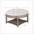 Large Round WaterProof Ottoman Coffee Table 2 Tier Oversized Button Tufted Ottoman with Wooden Shelf Storage Farmhouse Upholstered Coffee Table Living Room Footstool Ottoman Linen( )-230361942