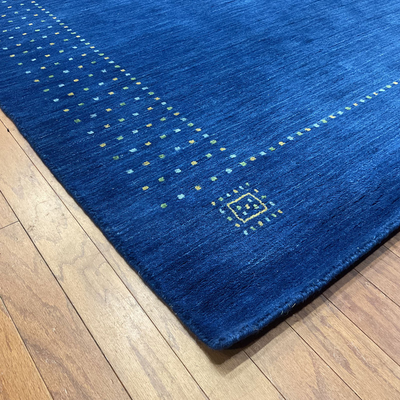 Tapis bleu / vert en laine Gabbeh, Rectangulaire 9 pi x 6 pi