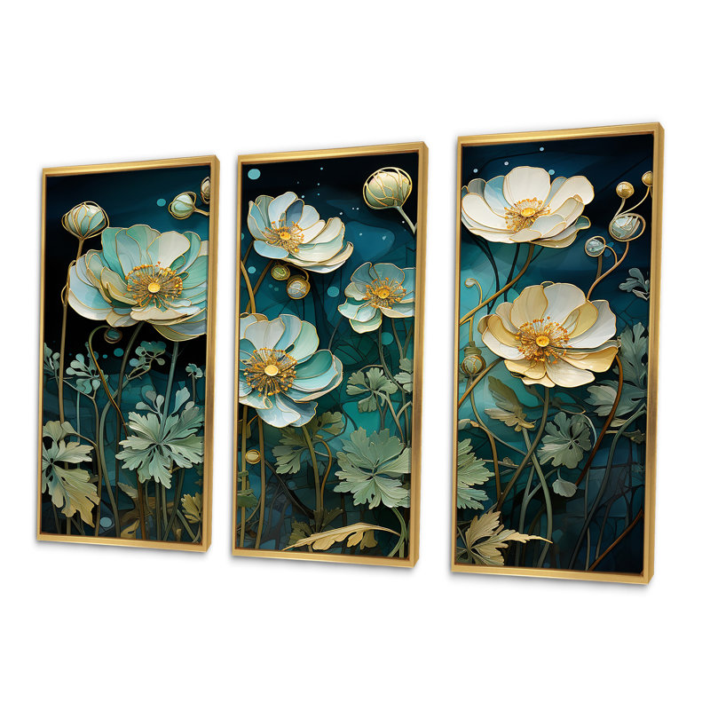 Ensemble de salon méticuleusement détaillé Buttercups - Buttercups, Cadre flottant doré, H 28 po x l 36 po x P 1 po