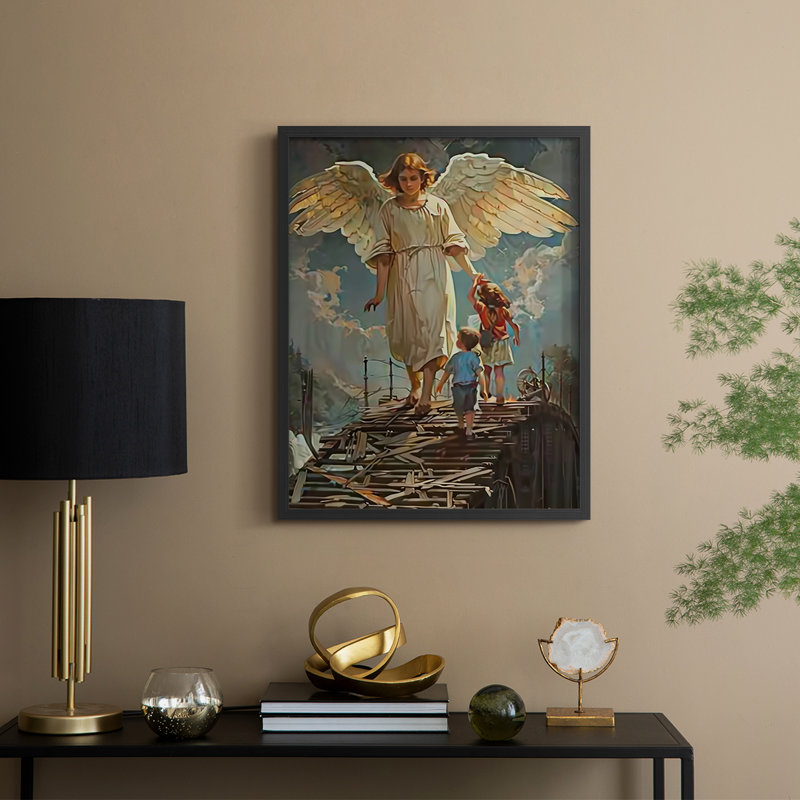 Religious Series CDLV III, reproduction d'art encadrée - bois massif, H 15 po x l 12 po, Noir, noir, noir, noir